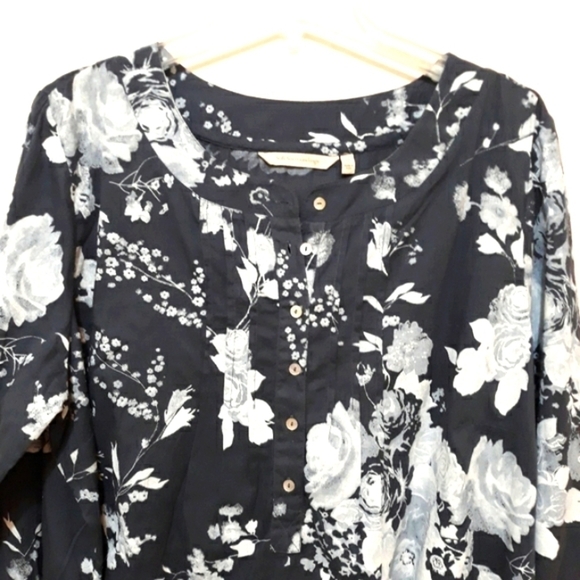Soft Surroundings Plus Top 100% Cotton Floral Long-Sleeve Size 1X - Picture 2 of 12